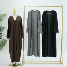 Muslim Women Open Long Dress Abaya Dubai Kimono Modest Robe Ramadan Gown Islamic