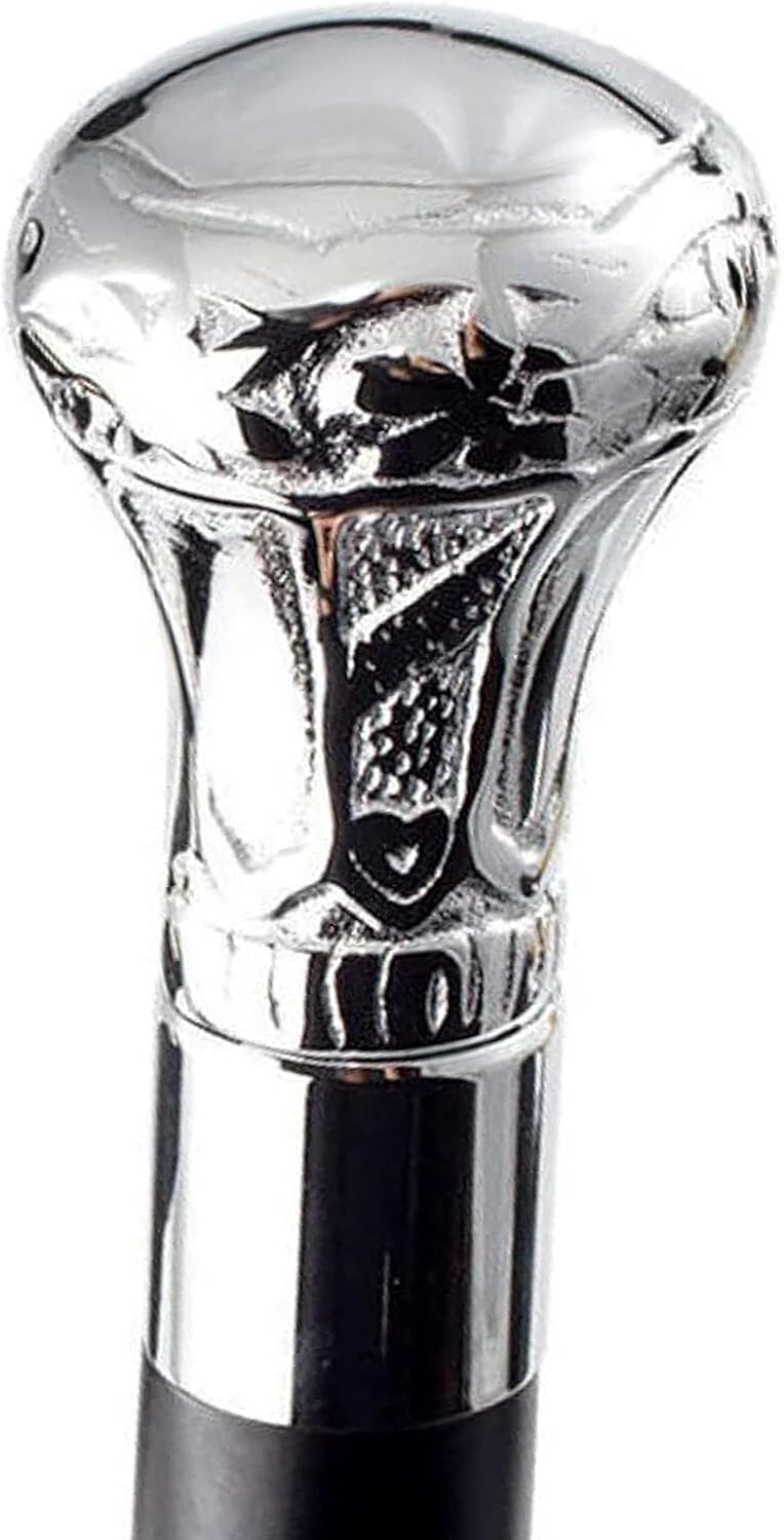 Solid Brass Silver Knob Victorian Walking Cane - … - image 5