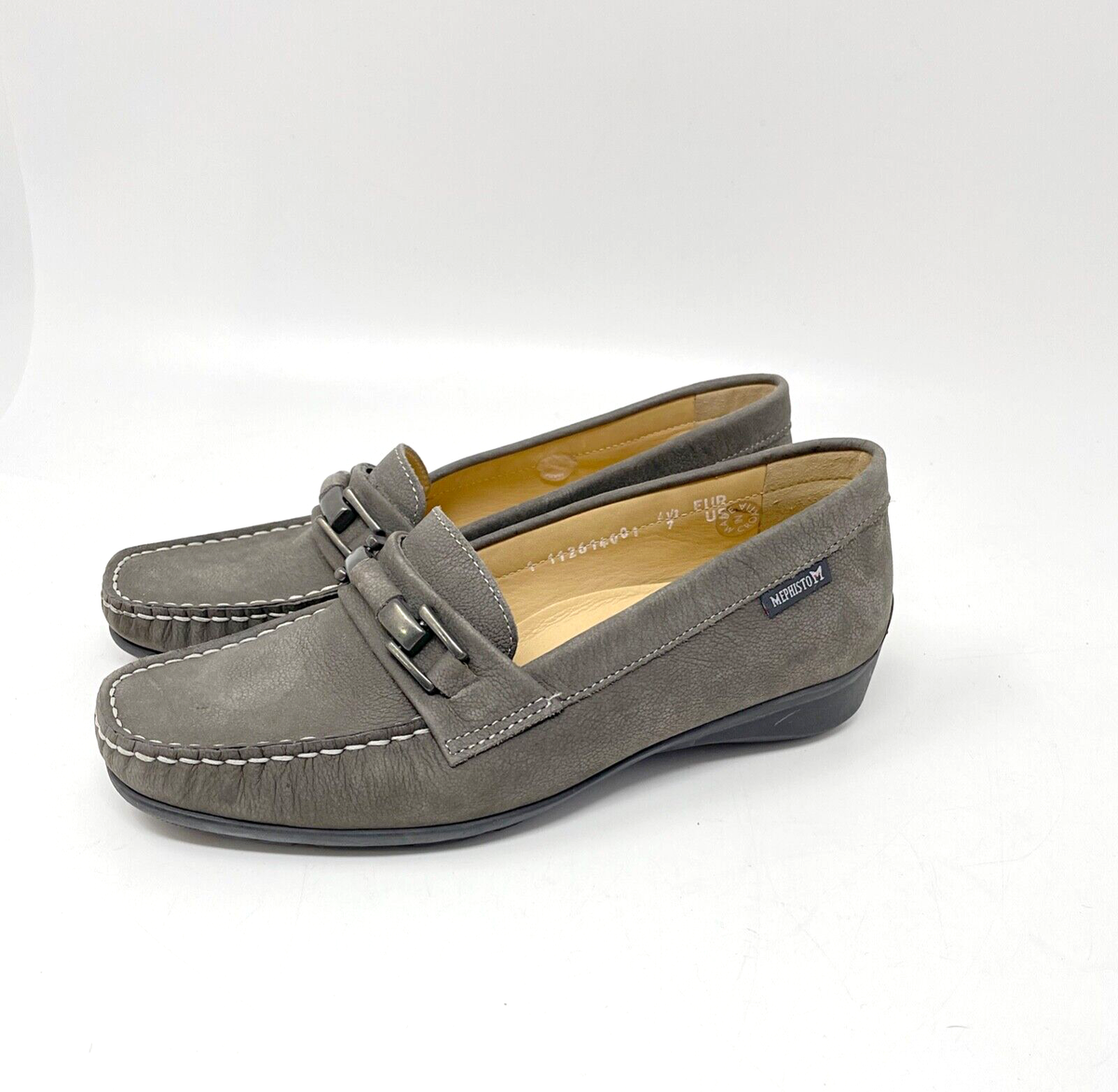 Mephisto Womens 7 Shoes Suede Loafers Grey Moc Toe Horse Bit Slip