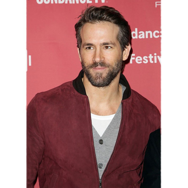 Ryan Reynolds Red Suede Bomber Leather Jacket Men Size S M L XL XXL ...