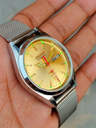 Citizen 8200 Automatic 21 Jewels Golden Color Dial Day\u0026Date men's Wrist  Watch | eBay