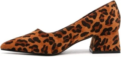 Women’s Block Chunky Closed Pointed Toe Elegant Slip On Pumps Court Shoes 3-8 UK - Image 1 of 4