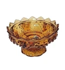 Vintage Fenton Hobnail Art Glass Candle Holder Bowl In Amber