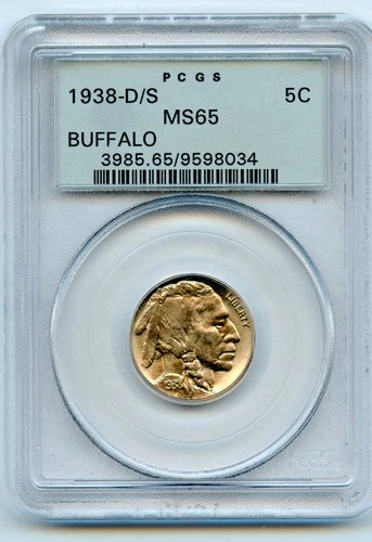 1938- D/S Buffalo Nickel 5c PCGS MS65 -  OGH Old Green Holder