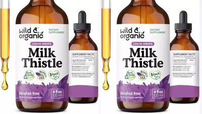 2 PACK 4oz Wild & Organic Milk Thistle Liquid Drops - Liver Cleanse Detox  2ct