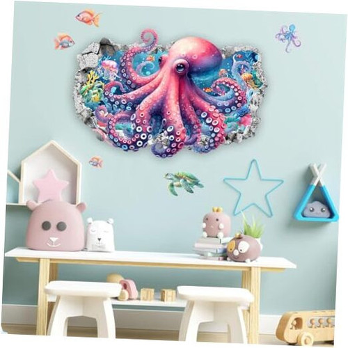 Octopus Wall Stickers 3D Ocean Animal Wall Decals Sea Life Wall Decals Under