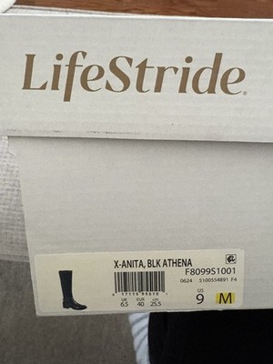 LifeStride X-ANITA BLK ATHENA Black Knee High Riding Boot Buckle US 9 M