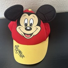 Youth Disney Parks Mickey Mouse Snap Back Hat With Ears Red Yellow Cap