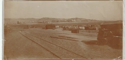 DSWA Originalfoto 18x9 cm Prinzenbucht vom Strande aus gesehen, Schienen, Lager - Bild 1 von 2
