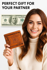 Men  s PU Leather Bifold Wallet   100 Dollar Bill Design with Card, Photo  Coin