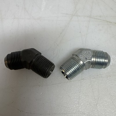 Qty-2 #10-AN Male to 1/2''NPT Male 45 Degree Steel  Fitting Adapter
