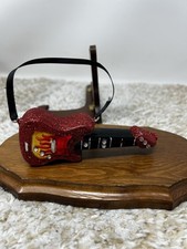 Red Glitter Electric Guitar Christmas Ornament With Flames Rhinestones 5  