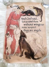 Victorian Trading Angels Without Wings Cats & Dogs 12x18 Print 27B