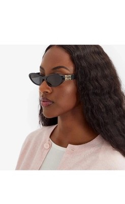 Miu Miu MU 09YS 1AB5S0 Black Gold Dark Grey Cateye Women
