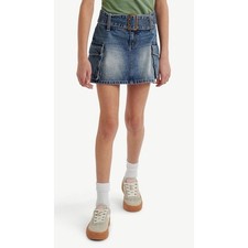 Justice Girls Denim Cargo Skort with Belt Blue Wash Utility Skirt Size 16 NWT