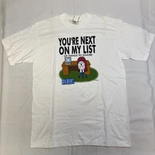 Power Pro Dilbert Graphic T Shirt Men’s Large White You’re On My List NWT