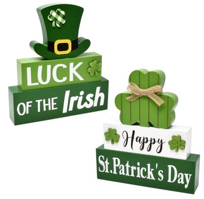 Gift Boutique St Patrick's Day Wooden Table Decorations Centerpieces Blocks 2...