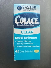Colace 50mg Clear Stool Softener 42 Soft Gel Caps Constipation Relief Exp04/2027
