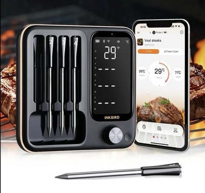 INKBIRD Wireless BBQ Thermometer 4 Probes INT-14-BW WiFi Bluetooth Meat Probes