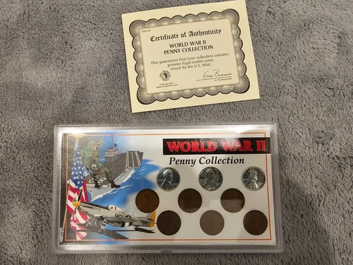 1943 Lincoln Steel Cent Penny Set PDS Mint WW2 Warhawk Fighter Plane World War