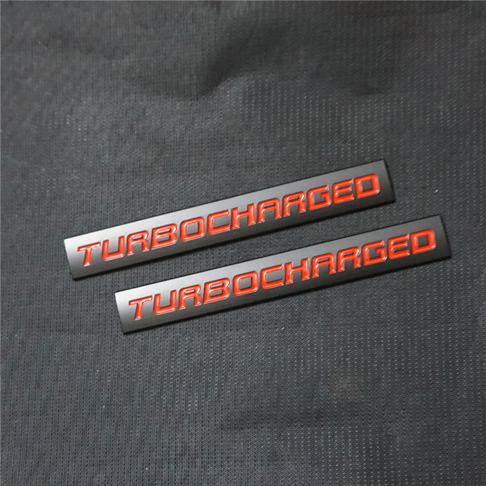 Matte Black & Red TURBOCHARGED Metal Emblem Sticker Badge – Universal Car Decal