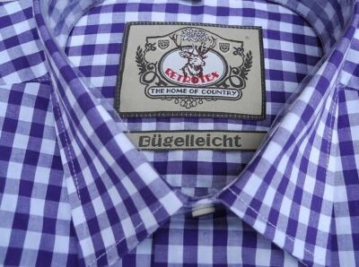 Abverkauf Trachtenhemd lila weiss kariert Baumwolle L - XL  Klassiker Neu - Bild 1 von 2