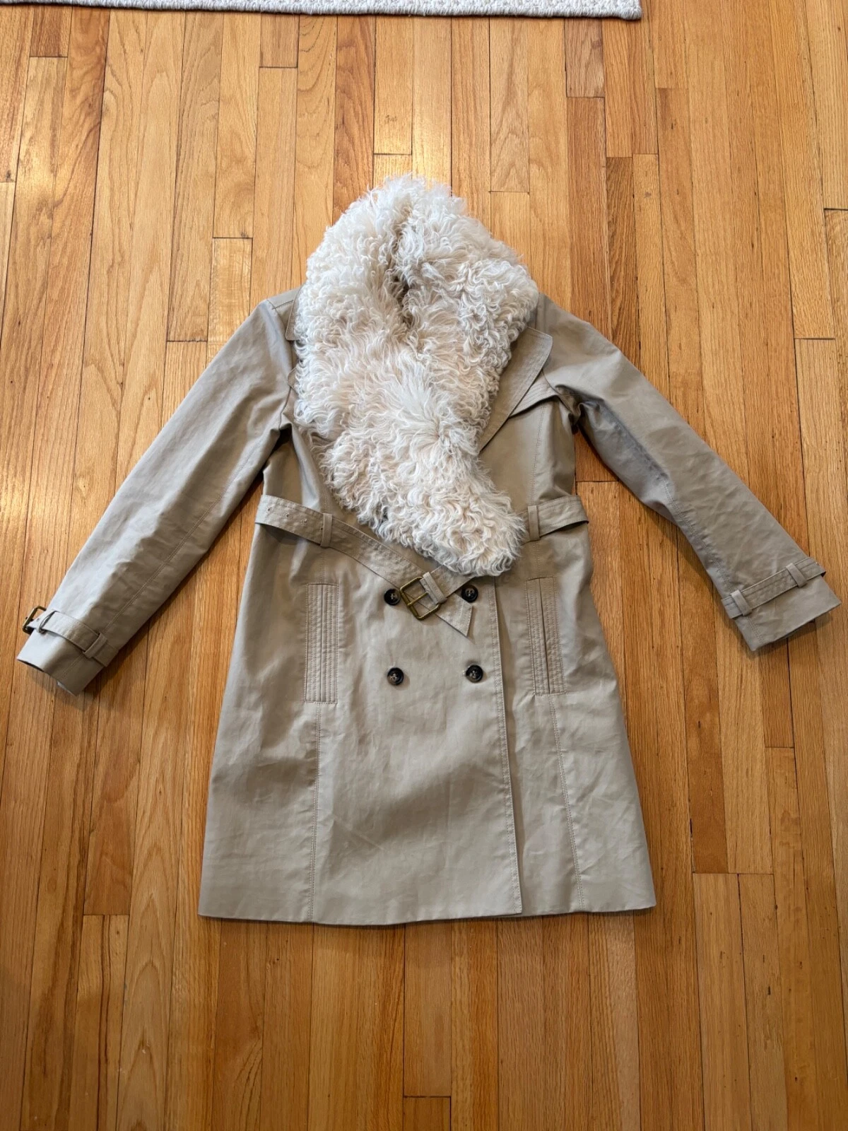 Tory Burch Trench Cappotto Collo in Shearling Rimovibile 4 Nuovo senza etichette