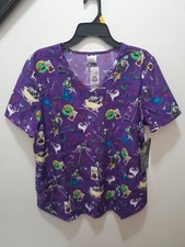 Disney Womens Size Large Nightmare Before Christmas Medical Scrub Top Shirt NWT