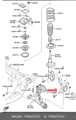 Genuine OE Bolt Metal 9YA02101H For Mazda 9YA02-101H