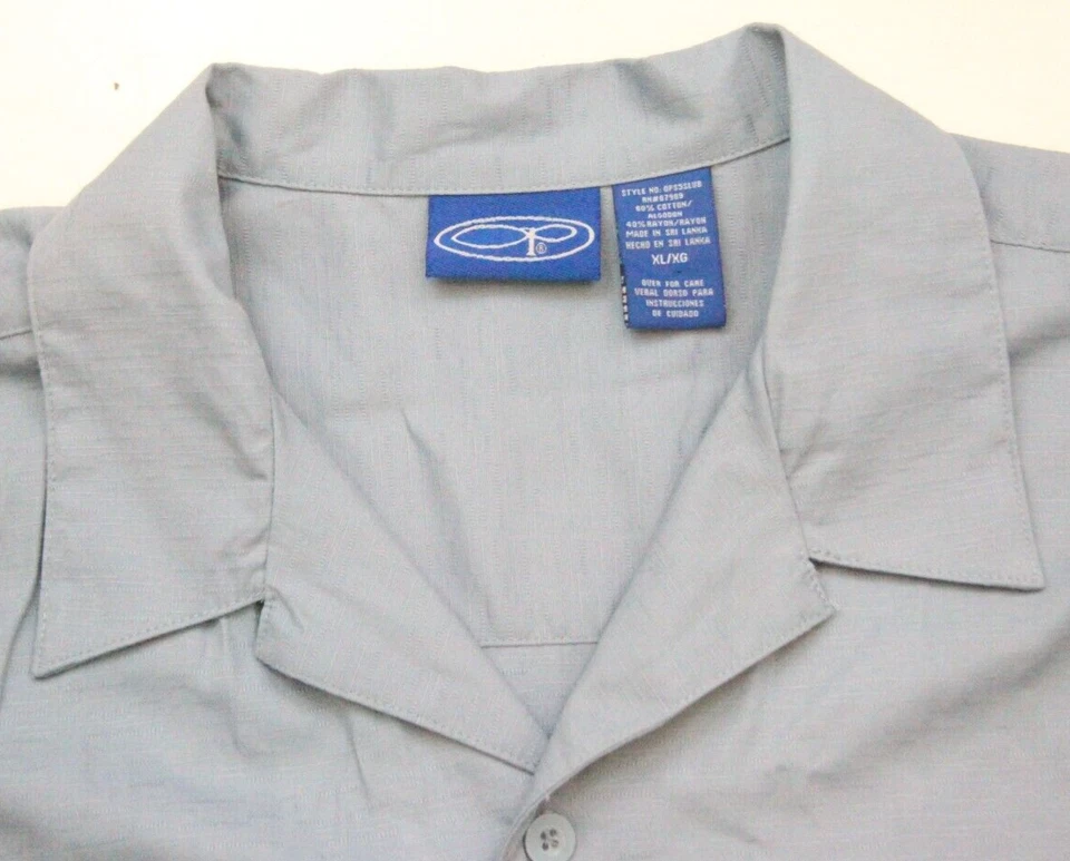 Camisa de vestir azul océano Pacífico manga corta algodón rayón hombre XL X-Large 1440 Foto 3 de 4