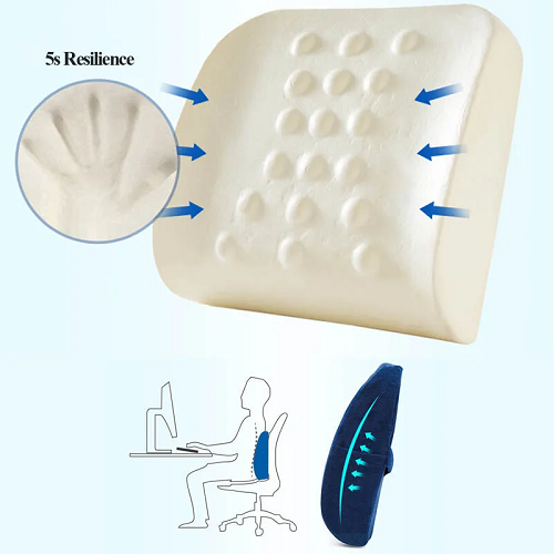 Pain Back Relieve Massager Lumbar Support Slow Rebound Waist Cushion Memory Foam - Picture 4 of 17