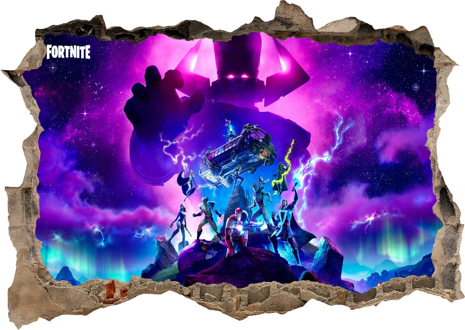 Fortnite Spiel Kinder Royale Schlafzimmer 3D zertrümmerte Wand Aufkleber Poster Aufkleber Mura z743