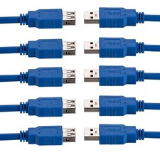 5x 15ft USB 3.0 Extension Cable Type A Male to A Female Extender HIGH SPEED Blue
