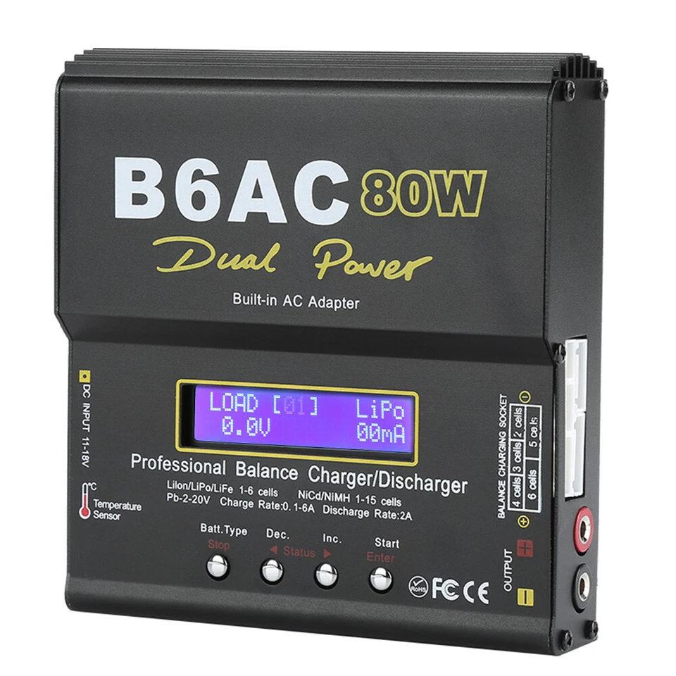 B6AC 80W Digital LCD Balancer Ladegerät Für Li-ion Li-Po NiCd Ni-MH RC Batterie✉ - Bild 4 von 4
