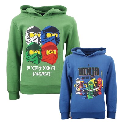LEGO  Ninjago Kinder Hoodie Kapuzen Pullover Gr. 98-128 Jungen Blau Grün