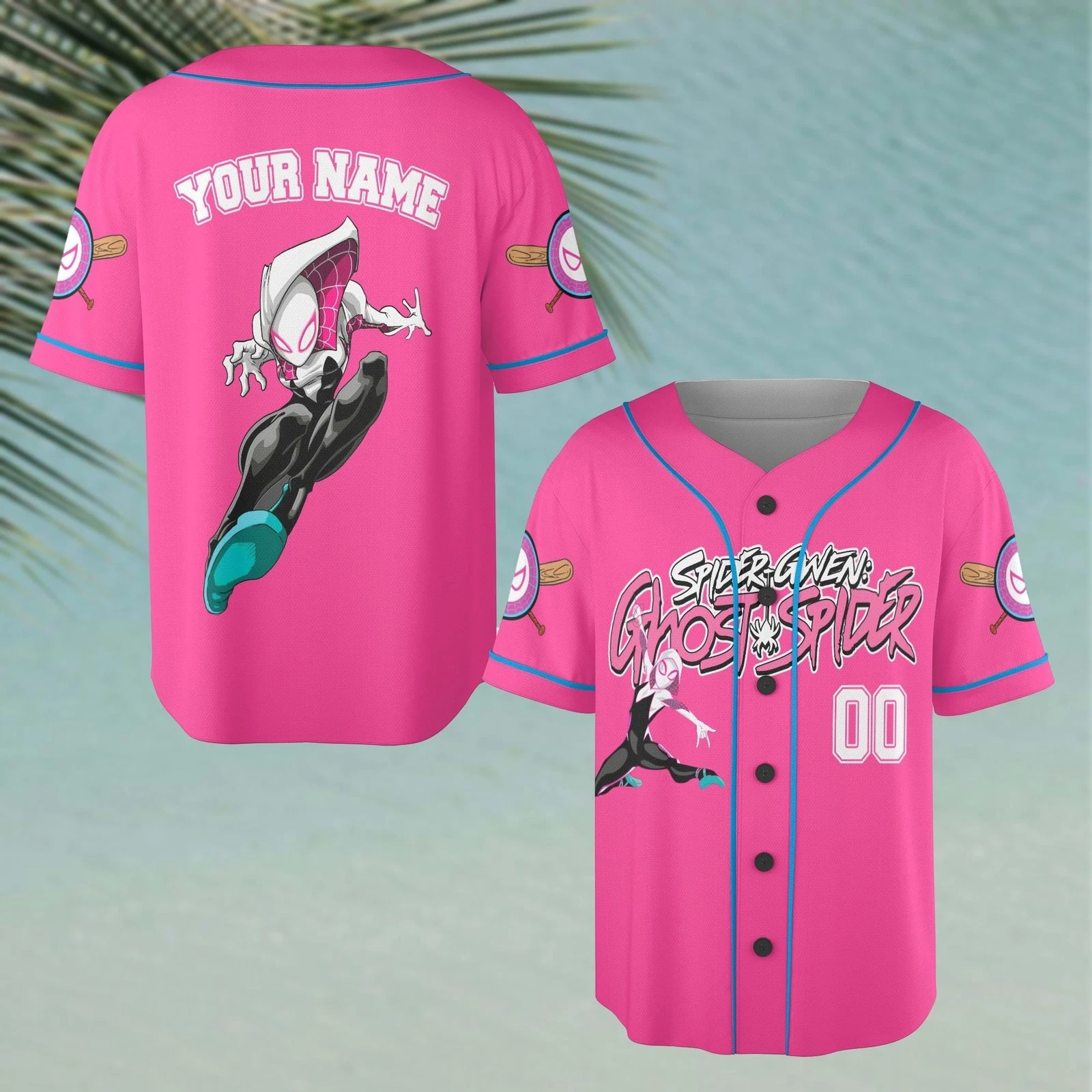 Personalized Spider Gwen Ghost Spider Pink Themed Baseball Jersey Shirt