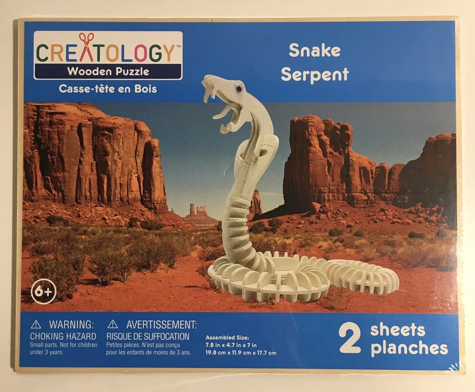 Creatología Serpiente Serpiente y Dragón Volador Rompecabezas de Madera Lote de 2 - NUEVO Foto 3 de 4