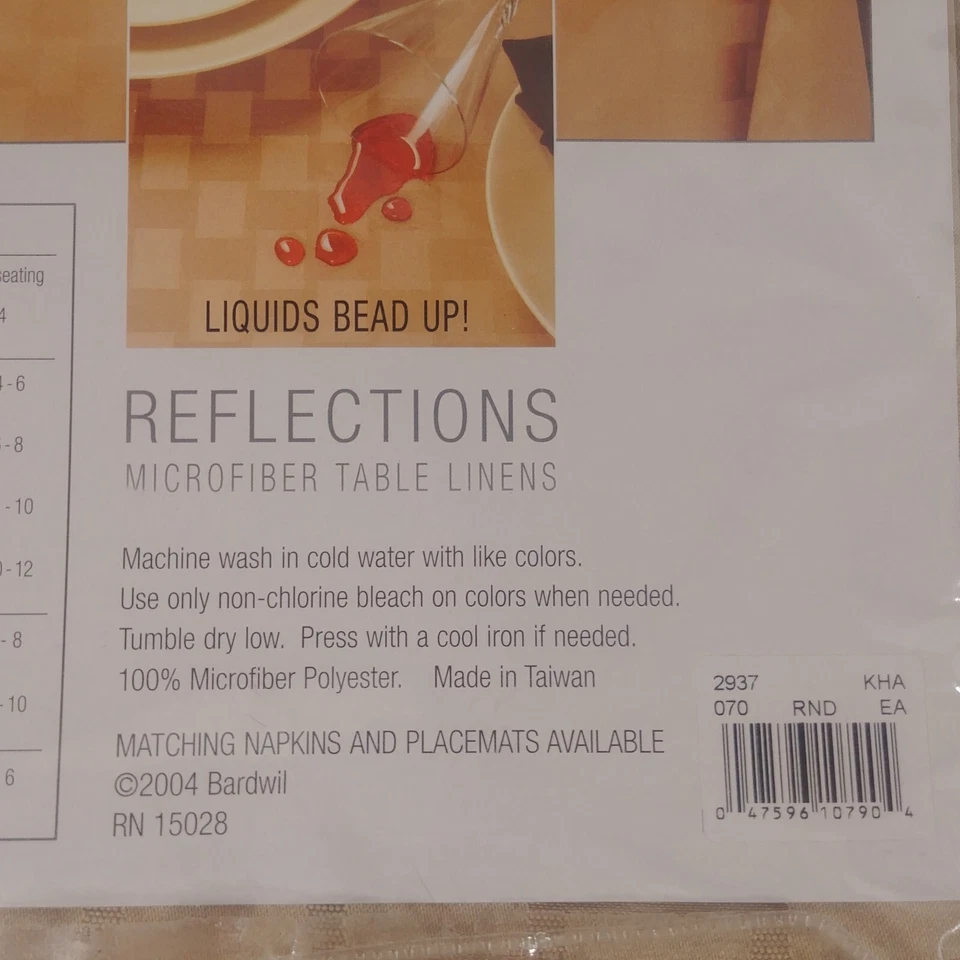 Mantel Reflejos Redondo 70" Kahki Bronceado Cesta Tejido Microfibra Lino NUEVO Foto 4 de 4