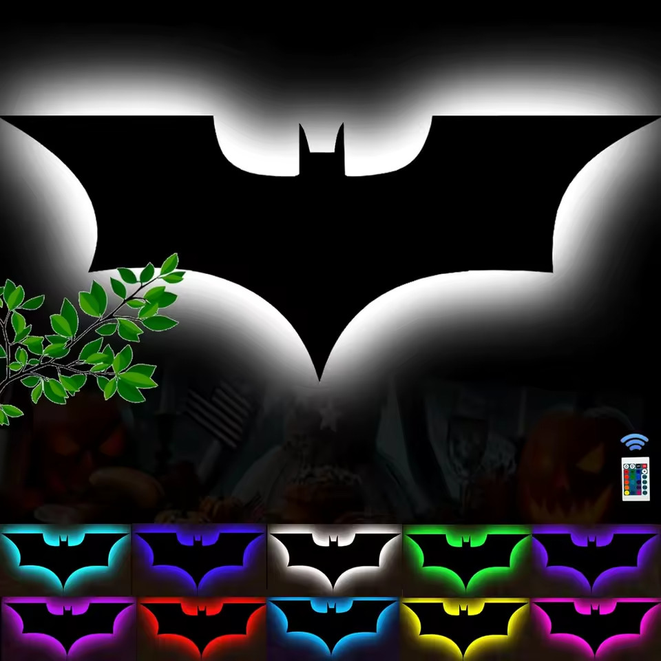 Applique Batman LED en acrylique premium, décoration murale design épuré rétroéclairé