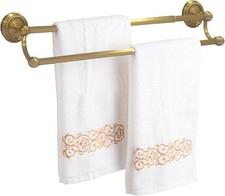 Double Towel Bar Antique Brass Bathroom Towel Racks Wall Mounted Adjustable Gold