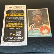 Autographed  1963 Topps  CHOO CHOO COLEMAN       JSA. CERT