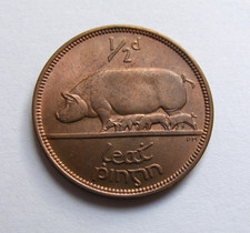 1967 Irish Half Penny Coin Old Ireland 1/2d High Grade Mint Luster Last Year