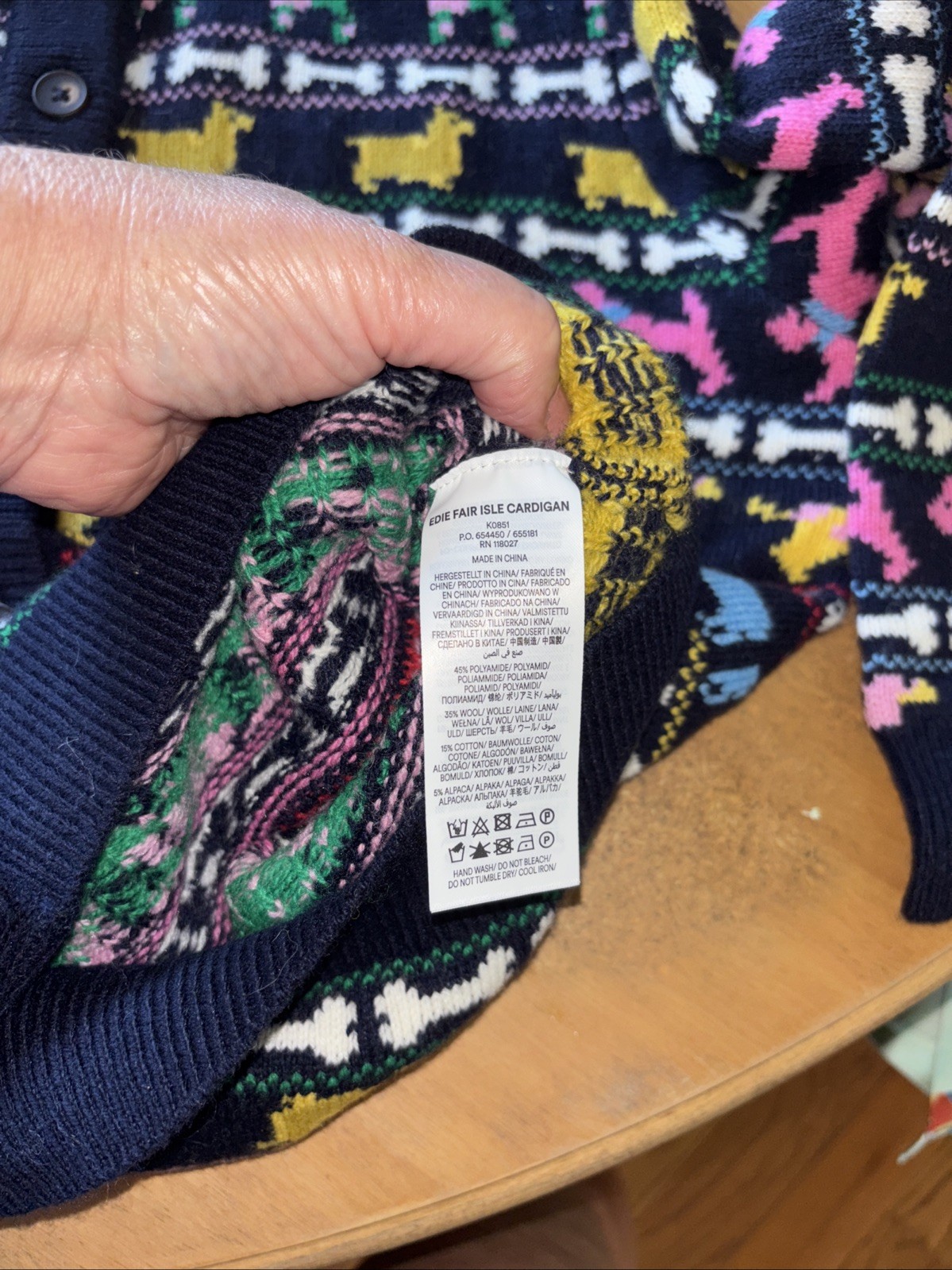 91 Boden Edie Fair Isle Dog Cardigan Sweater Navy Pups S NWT image 8