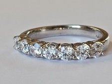 Sterling Silver  Seven Round-Cut C Z Half Eternity Ring Size 8  VINTAGE