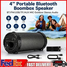 4" Portable Bluetooth Boombox Speaker BT/FM/USB/TF/AUX MIC Outdoor Stereo Audio