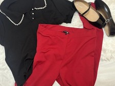 Fashion Nova Red Pants Retro Pin Up Style Straight Leg Pants Size Large