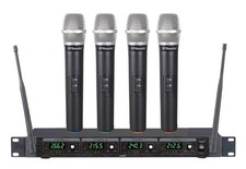 4 Handheld Wireless Microphone Cordless mics System, Ideal for Church, Karaok...
