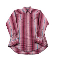 Wrangler Vintage 90s Mens Western Pearl Snap Shirt Red Purple Blue XL Tails USA