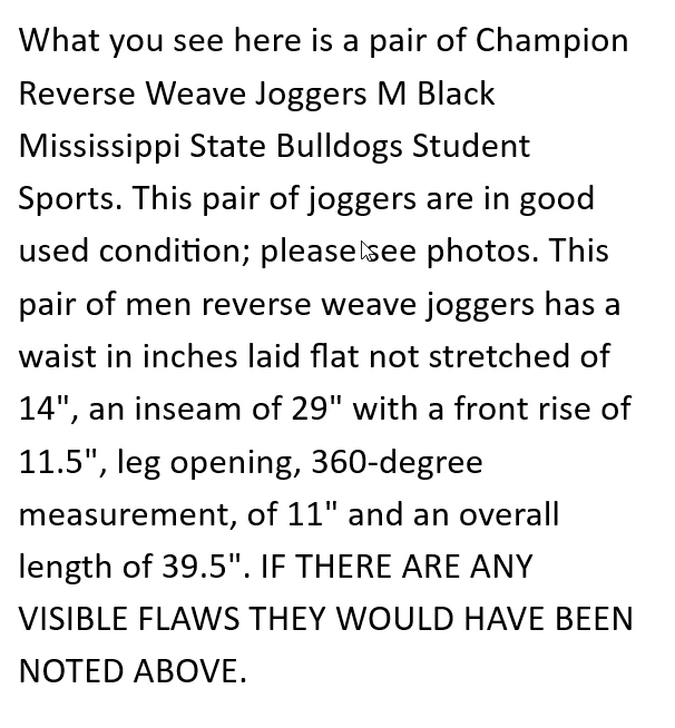 Pantalones deportivos Champion tejido inverso M Mississippi State Bulldogs bolsillos Foto 2 de 4