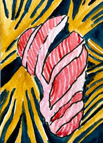 ACEO Original Art Card Watercolor Painting Sushi Food 2.5 x 3.5 in Signed by Zoe